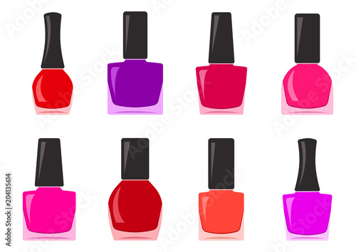 Colorful set of nail polish bottle. Vector illustration