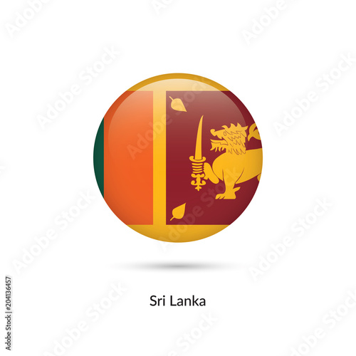Sri Lanka flag - round glossy button. Vector Illustration