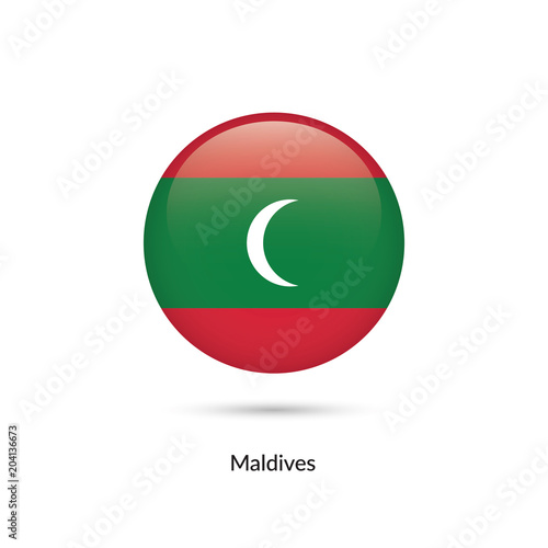 Free Download Maldives flag - round glossy button. Vector Illustration - GFXLoad