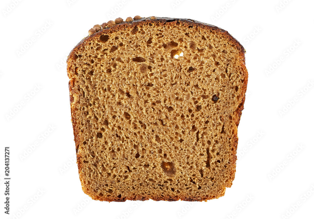 Rye bread slice isolated on white background Rye bread slice isolated on white background