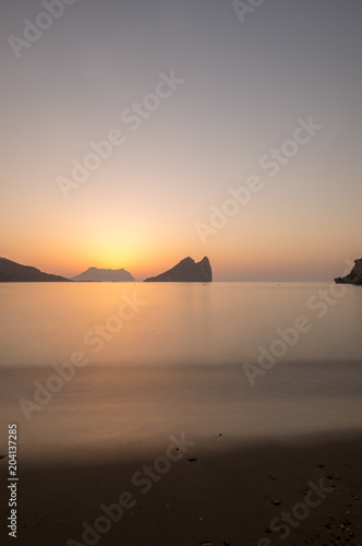 Sunrise on a beach in Aguilas  Murcia