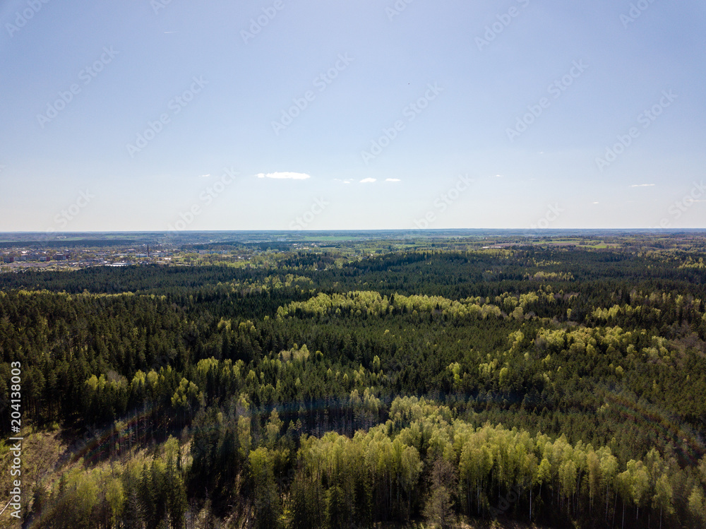 drone image. aerial view of rural area with fields and forests drone image. aerial view of rural area with fields and forests