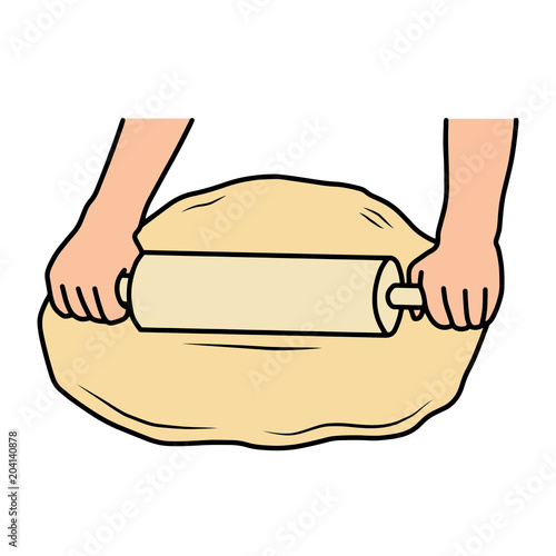 Rolling out dough.