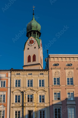 Altstadt Rosenheim mit Kirchturm St. Nikolaus