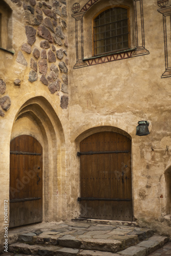 Windows  doors and walls of the castle 