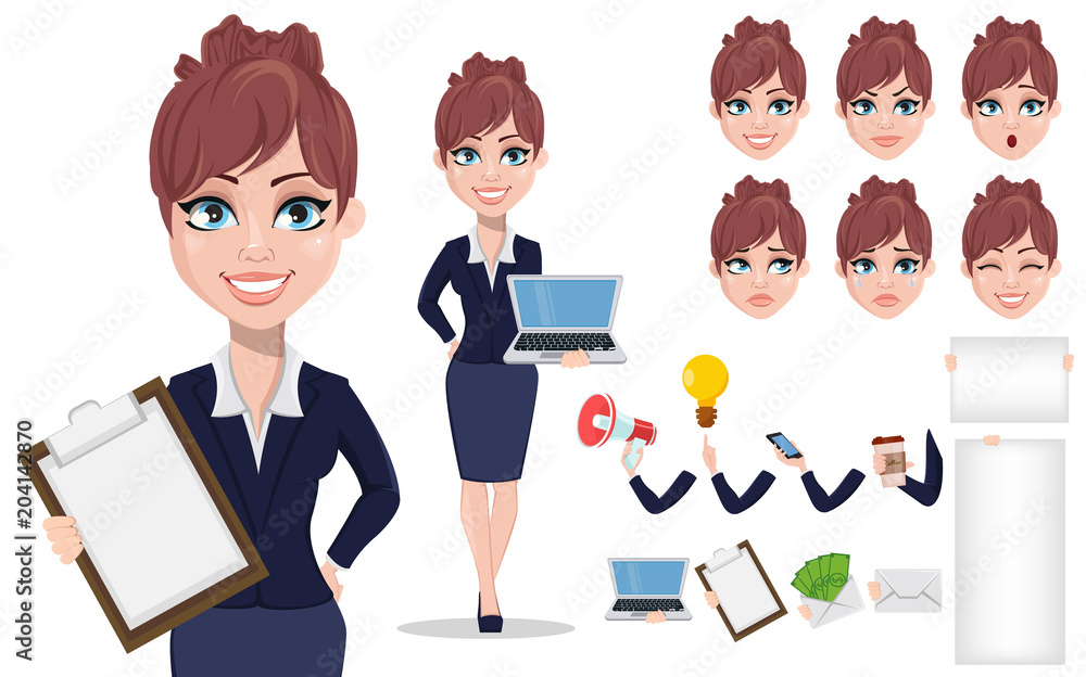 Naklejka Beautiful business woman in office style clothes