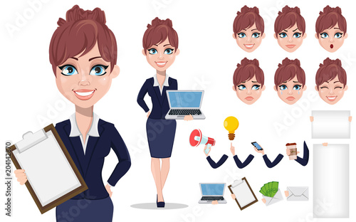 Beautiful business woman in office style clothes