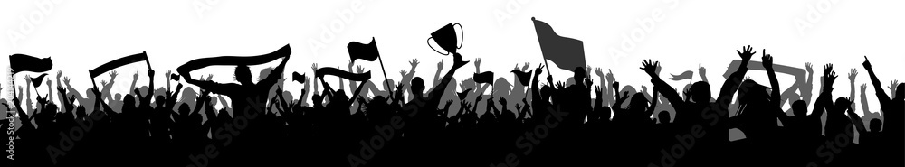 Fototapeta premium fans with banners, flags and cup