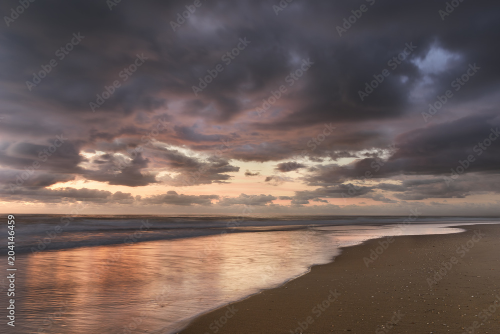 Dawn at Beach with Colorful Pastel Sky
