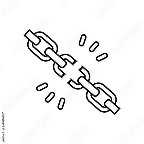 torn chain. The concept of failure. Vector flat illustration.