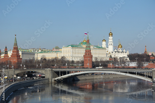 Panoramic view of the Kremlin in Moscow , Russia