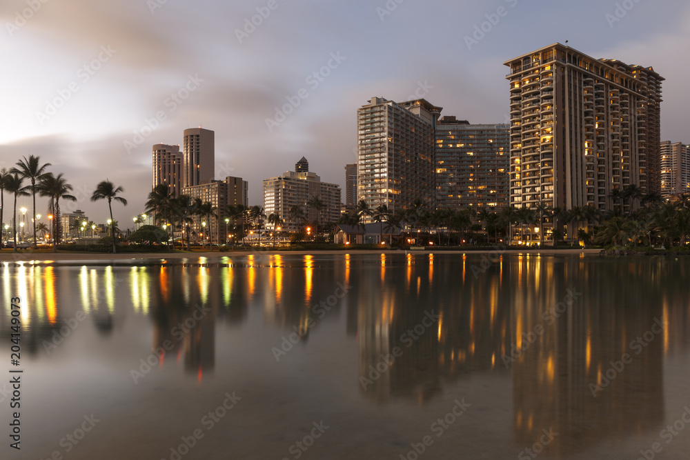 Waikiki Beach and Diamond Head of Honolulu Hawaii