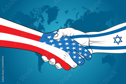 Handshake USA and Israel. Israel-USA relations