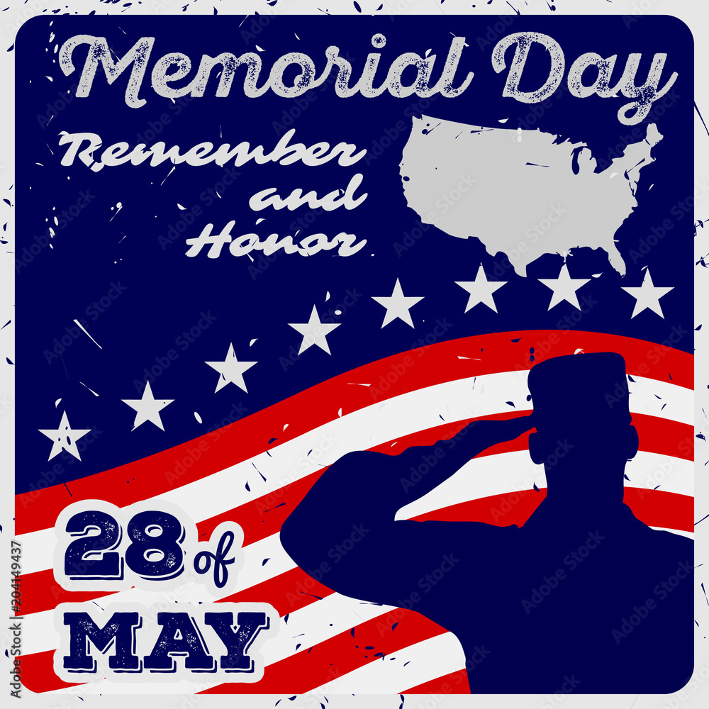 Obraz premium Vintage Memorial Day greeting card, banner or poster.