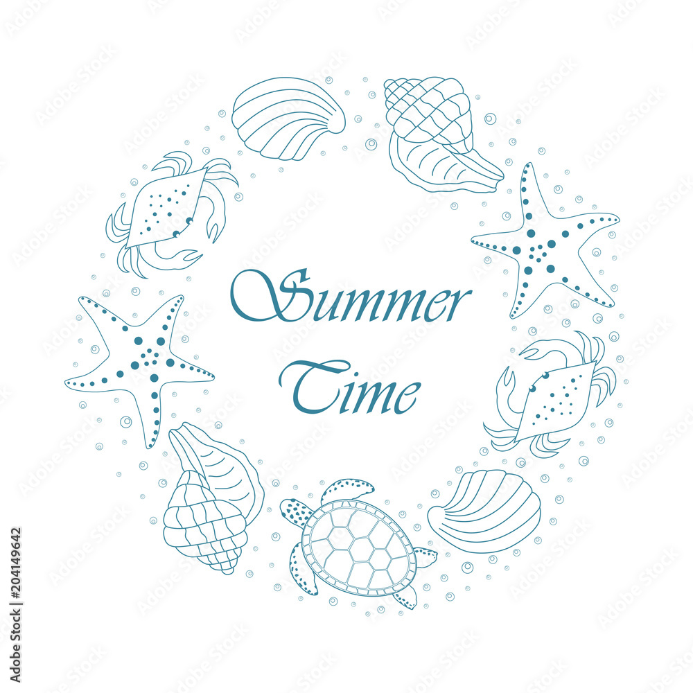summer card with shells