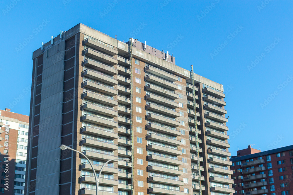 Modern condo buildings with huge windows in Montreal, Canada. Modern condo buildings with huge windows in Montreal, Canada.