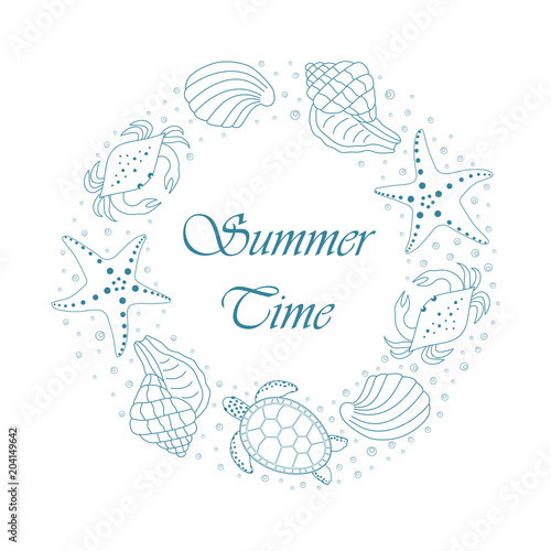 summer card with shells