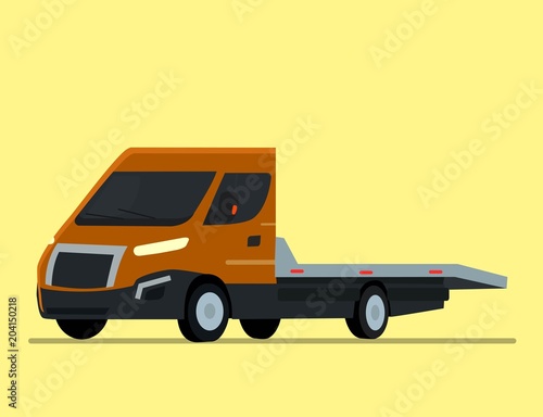 portrait of a tow truck woker with a towed car