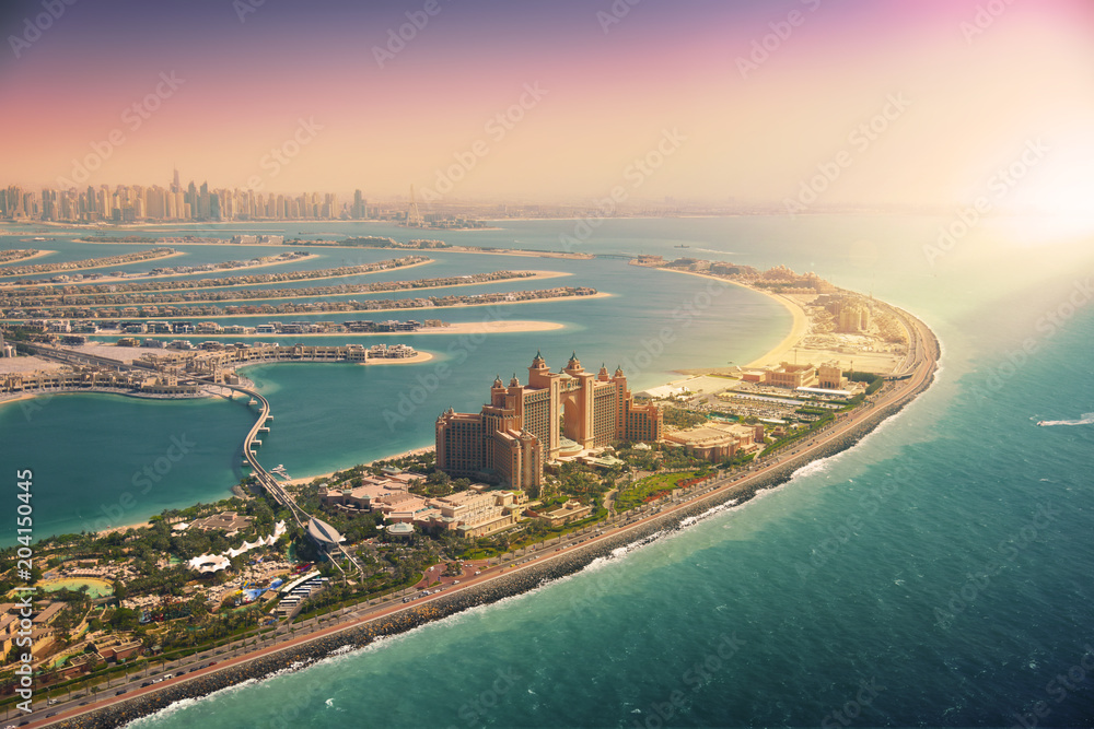 Naklejka premium Palm Island w Dubaju, widok z lotu ptaka