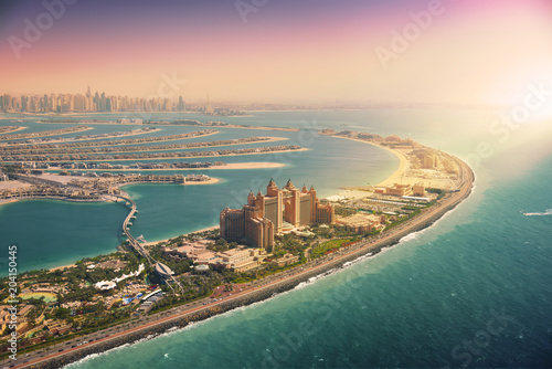 Canvas Print Palm Island in Dubai, aerial view