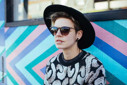 Androgynous Hipster girl photo