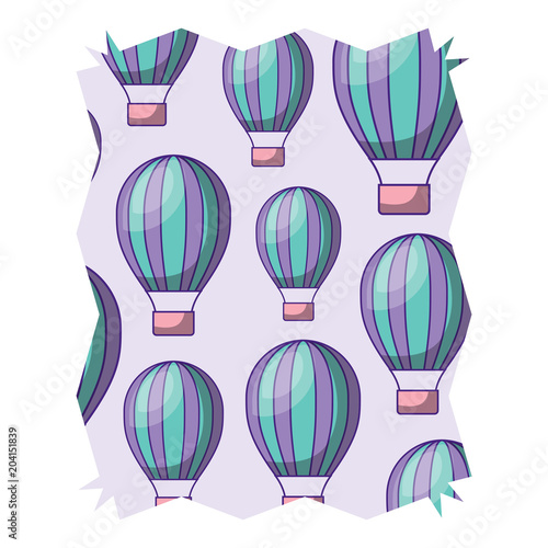 abstract frame with hot air balloons pattern over white background, colorful design. vector illustration