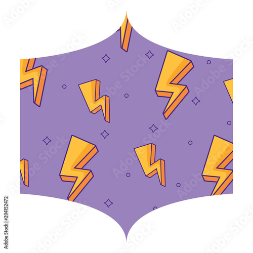 decorative frame with lightning pattern over white background, colorful design. vector illustration