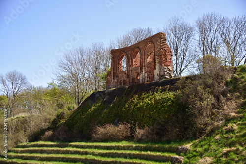 Ruin of the church in Trzesacz, Poland