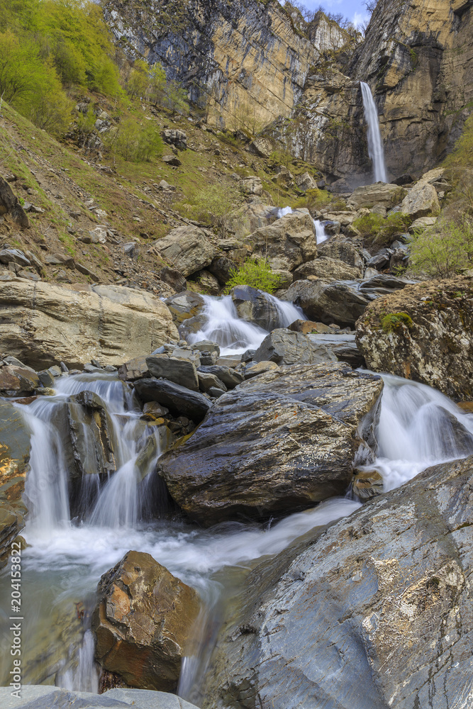 Fototapeta premium Waterfall Muchug.The highest waterfall in Azerbaijan