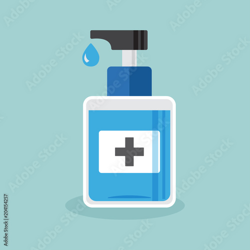 Disinfection. Hand sanitizer bottle, washing gel. Vector illustration