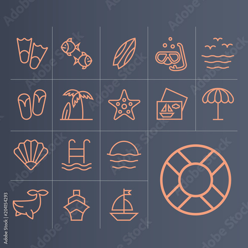 Simple icons of rest on sea