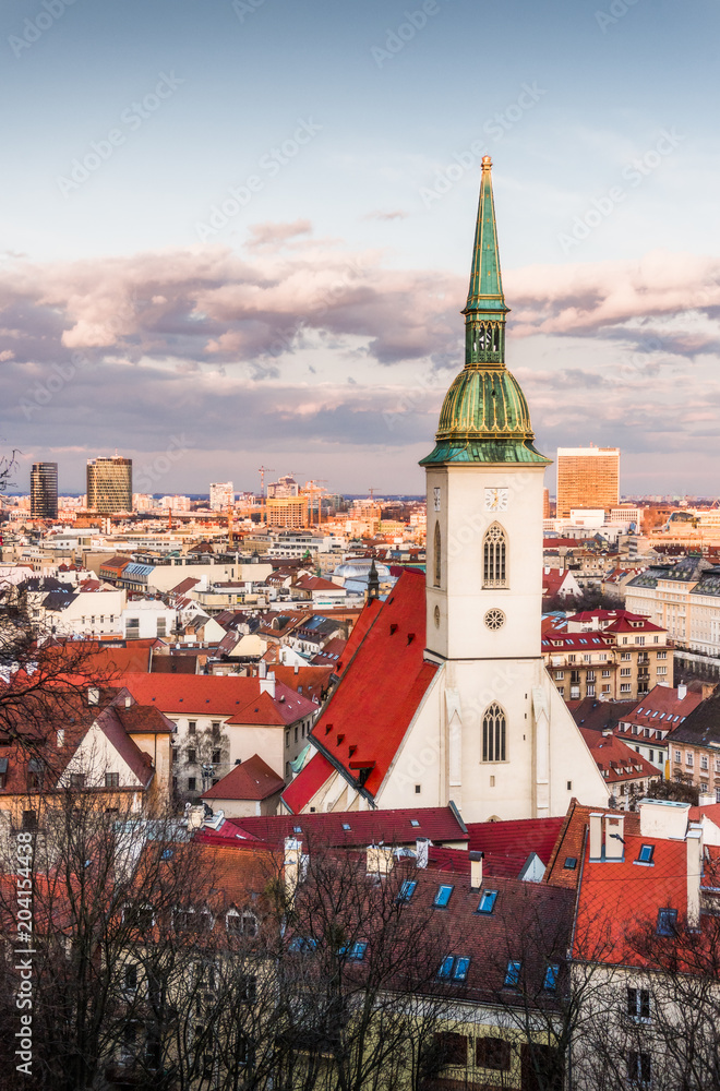 Cityscape of Bratislava, Slovakia with St. Martin's Cathedral