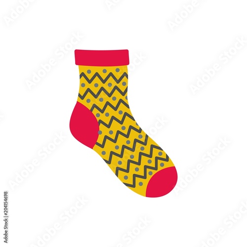 Ornament sock icon. Flat illustration of ornament sock vector icon for web