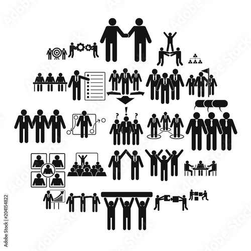Team building work training icons set. Simple illustration of 25 team building work training vector icons for web