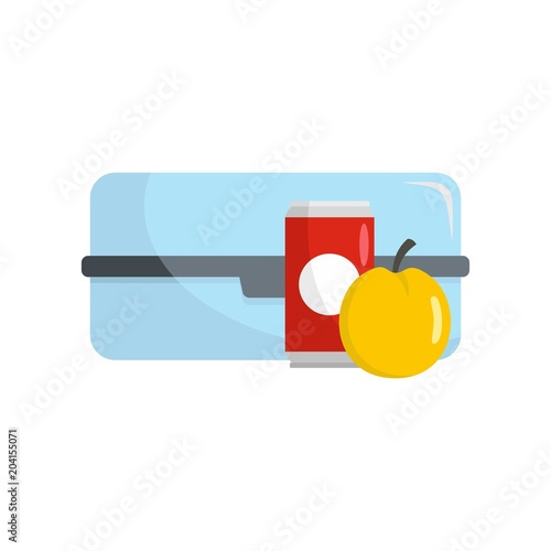 Plastic lunchbox icon. Flat illustration of plastic lunchbox vector icon for web