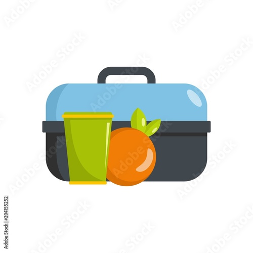 Lunch in box icon. Flat illustration of lunch in box vector icon for web