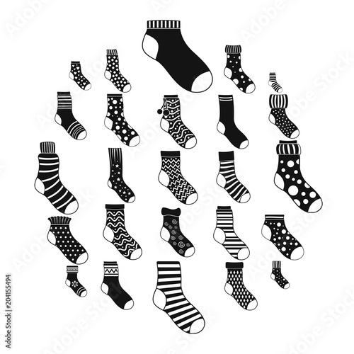 Socks textile icons set. Simple illustration of 25 socks textile vector icons for web