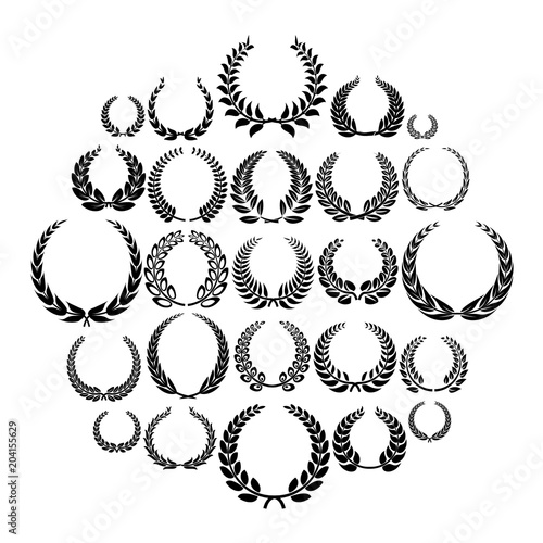 Laurel wreath icons set. Simple illustration of 25 laurel wreath vector icons for web