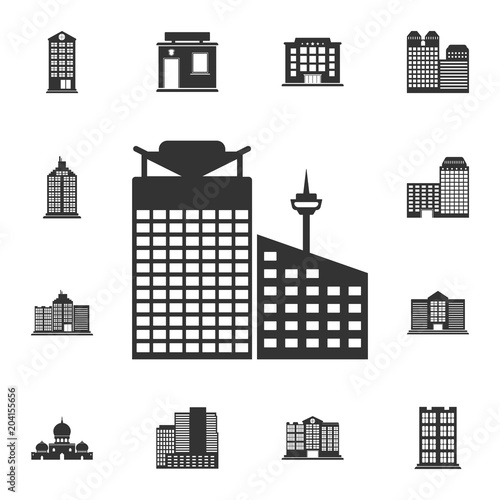 Hotel building and casino icon. Simple element illustration. Hotel building and casino symbol design from Buildings collection set. Can be used for web and mobile