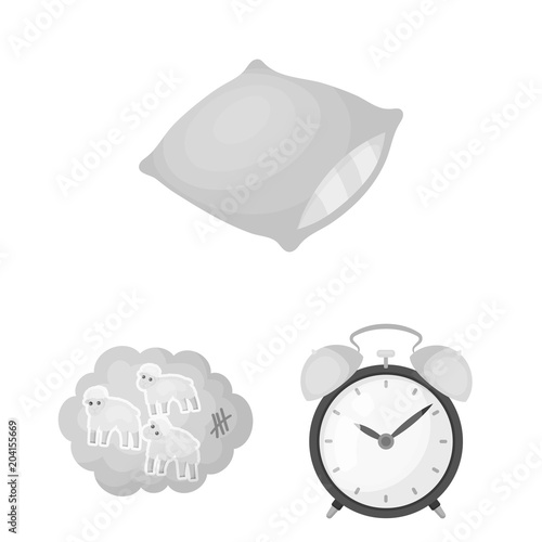 Rest and sleep monochrome icons in set collection for design. Accessories and comfort vector symbol stock web illustration.