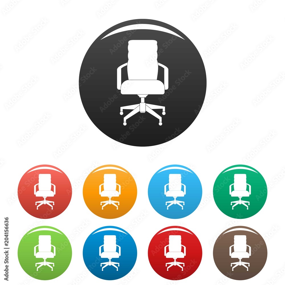 Office chair icon. Simple illustration of office chair vector icons set color isolated on white