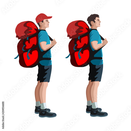 Isolated figure of a standing hiker