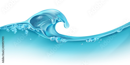 Wave of water and bubbles, 3d vector