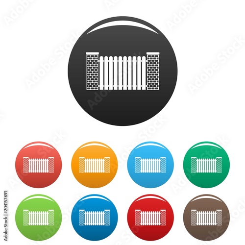 City fence icon. Simple illustration of city fence vector icons set color isolated on white
