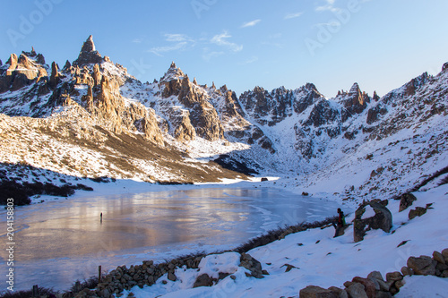 Refugio Frey Hike Mountain and frozen lake; Bariloche - Argentina