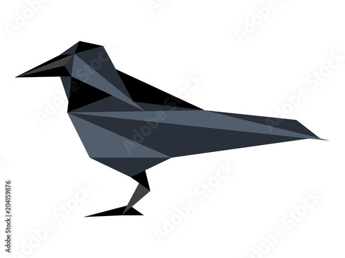 Abstract low poly raven icon