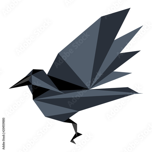 Abstract low poly raven icon