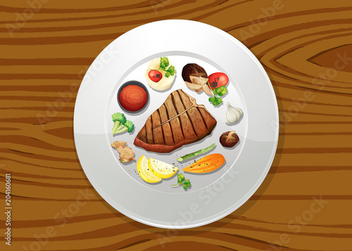 Stake and Salad Top View