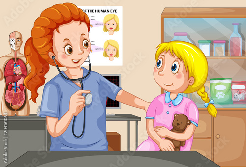 A Girl Checkup with Doctor