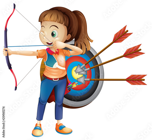 An Archer Girl with White Background